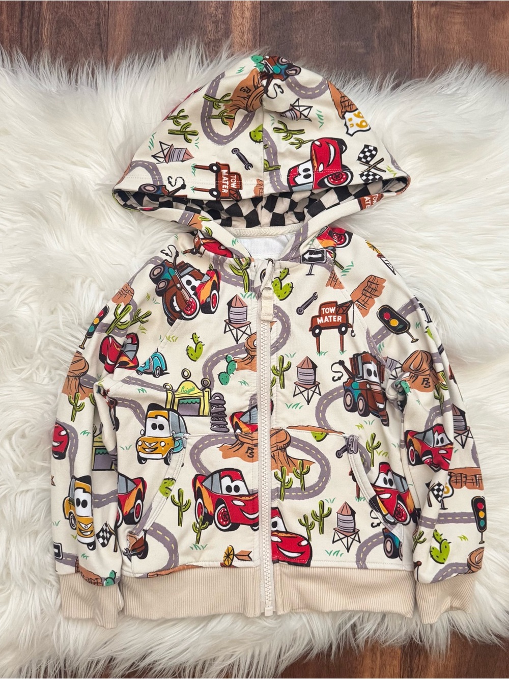 Little Sleepies Cars Lightning Mcqueen Hoodie Jacket Size XS